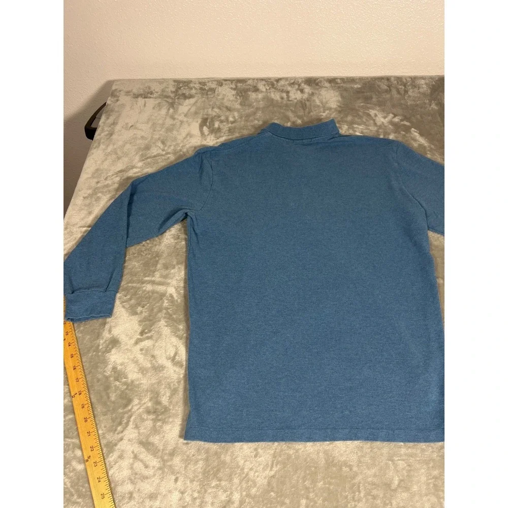 Polo Ralph Lauren Mens Long Sleeve Polo Shirt Blue‎ Orange Pony Logo Large